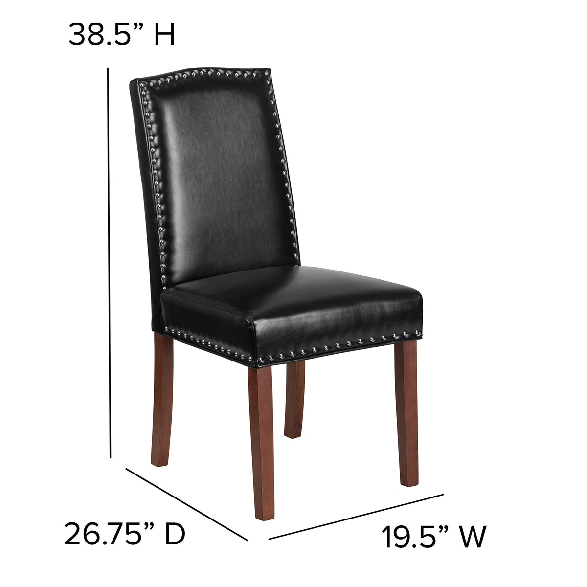 Black LeatherSoft Parsons Chair with Nail Trim B70457