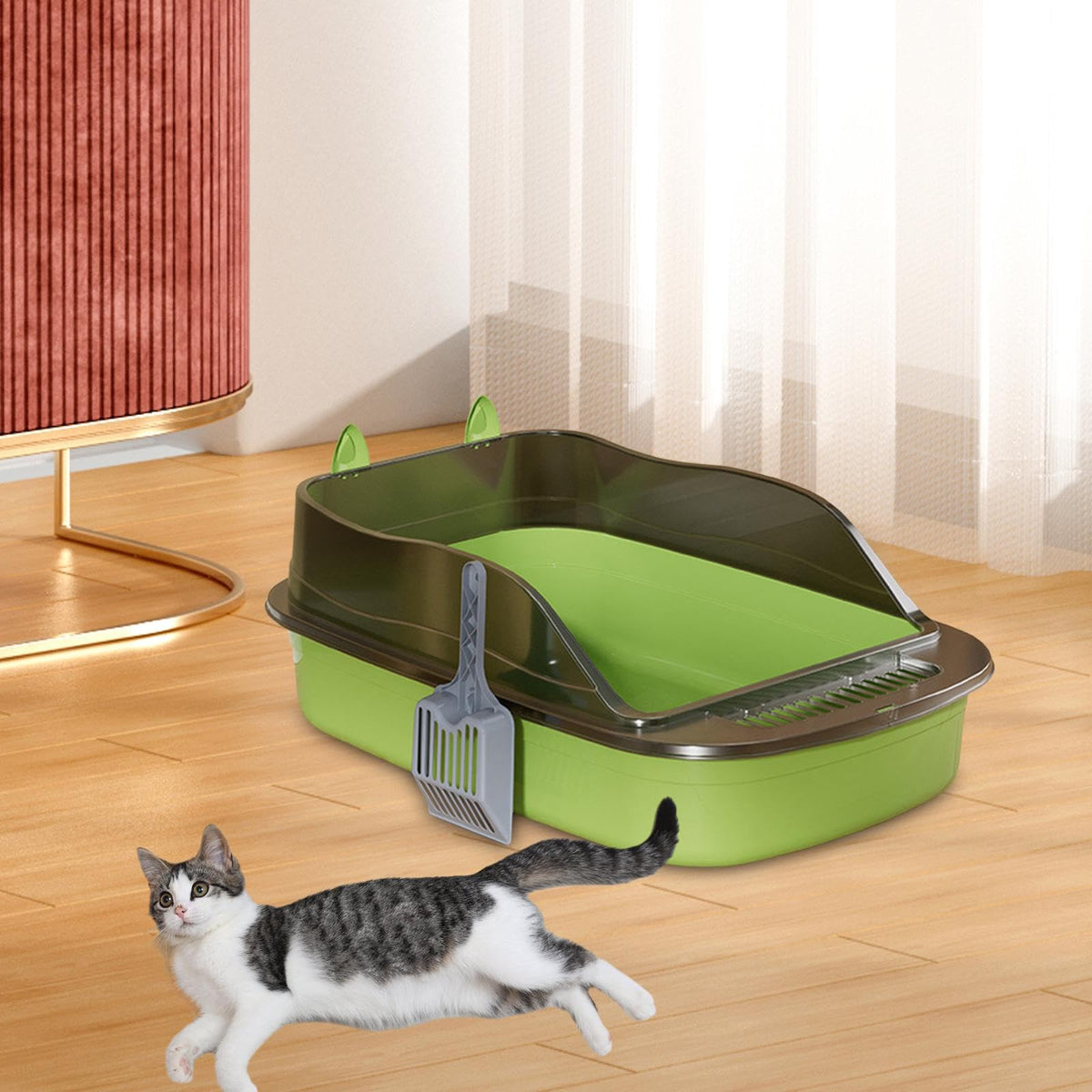 Green Semi Closed Sifting Cat Litter Box F839