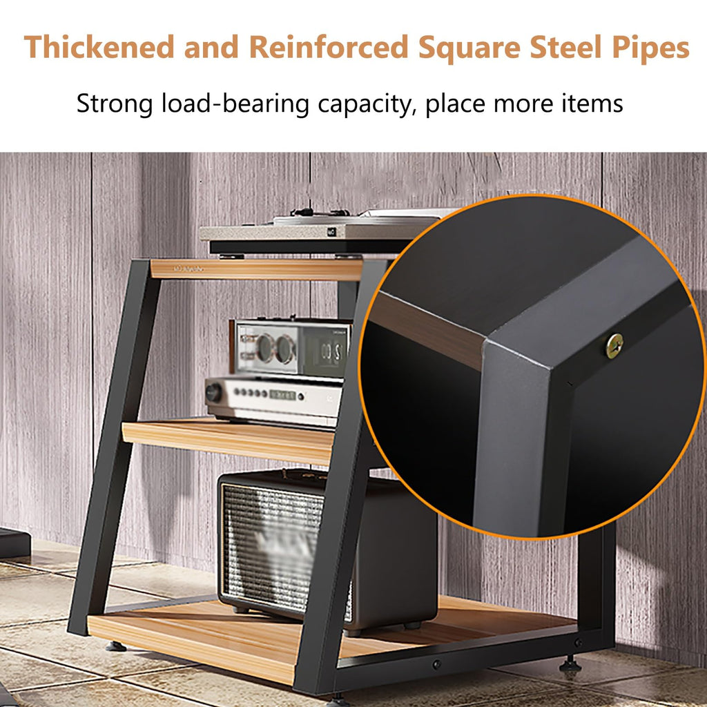 Black Corner Media Stand with Shelves W3379