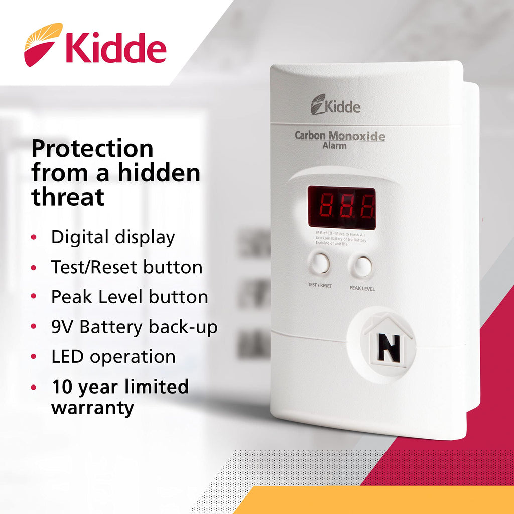 Carbon Monoxide Detector, Plug-In with Digital Display X938