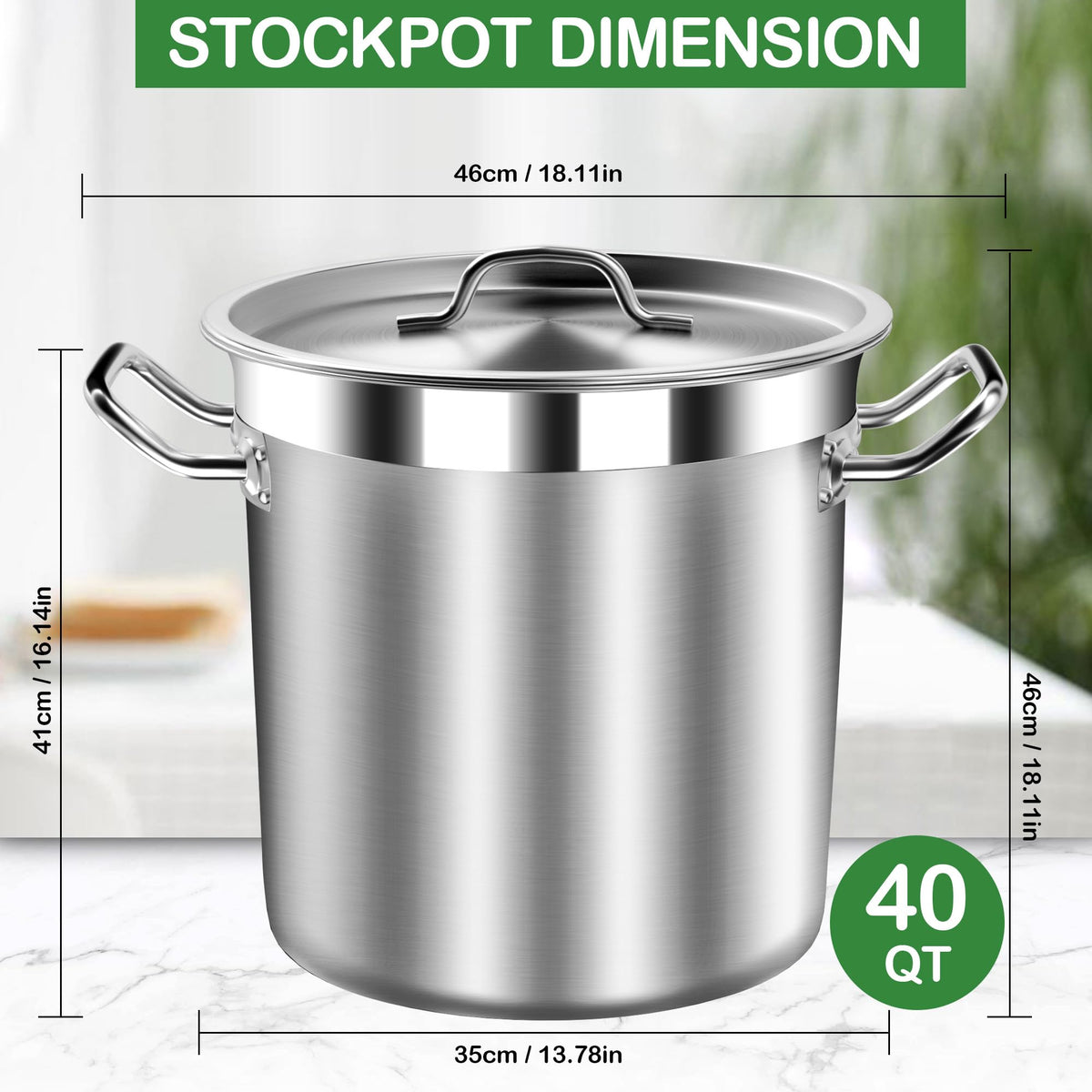 40 Quart Stainless Steel Stockpot with Lid H521