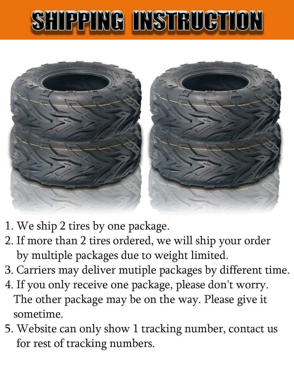2 Pack 19x7-8 ATV Tires 4PR Tubeless All Terrain N180862