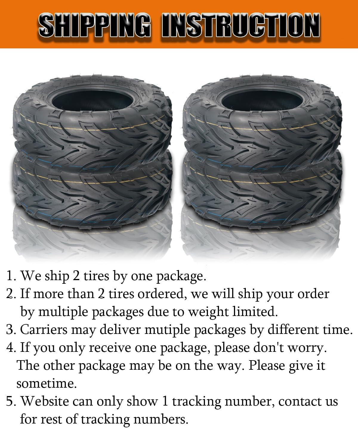 2 Pack 19x7-8 ATV Tires 4PR Tubeless All Terrain N180862