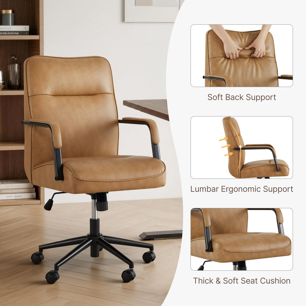 Ergonomic Faux Leather Office Chair with Lumbar Support A1787