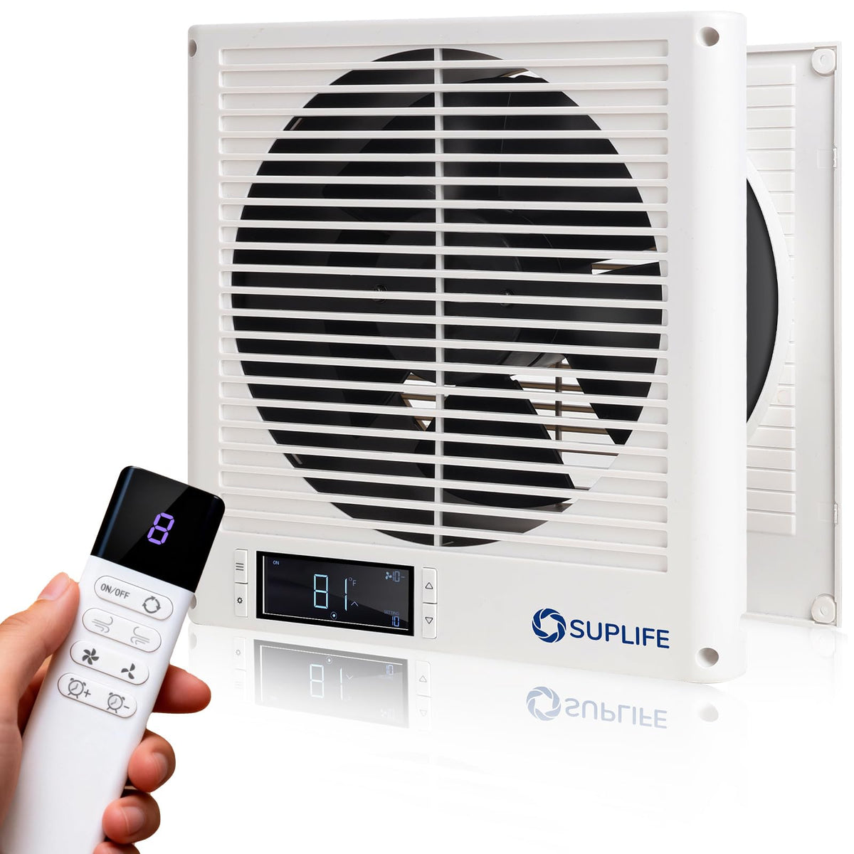 8" Reversible Through Wall Fan with Remote S3585