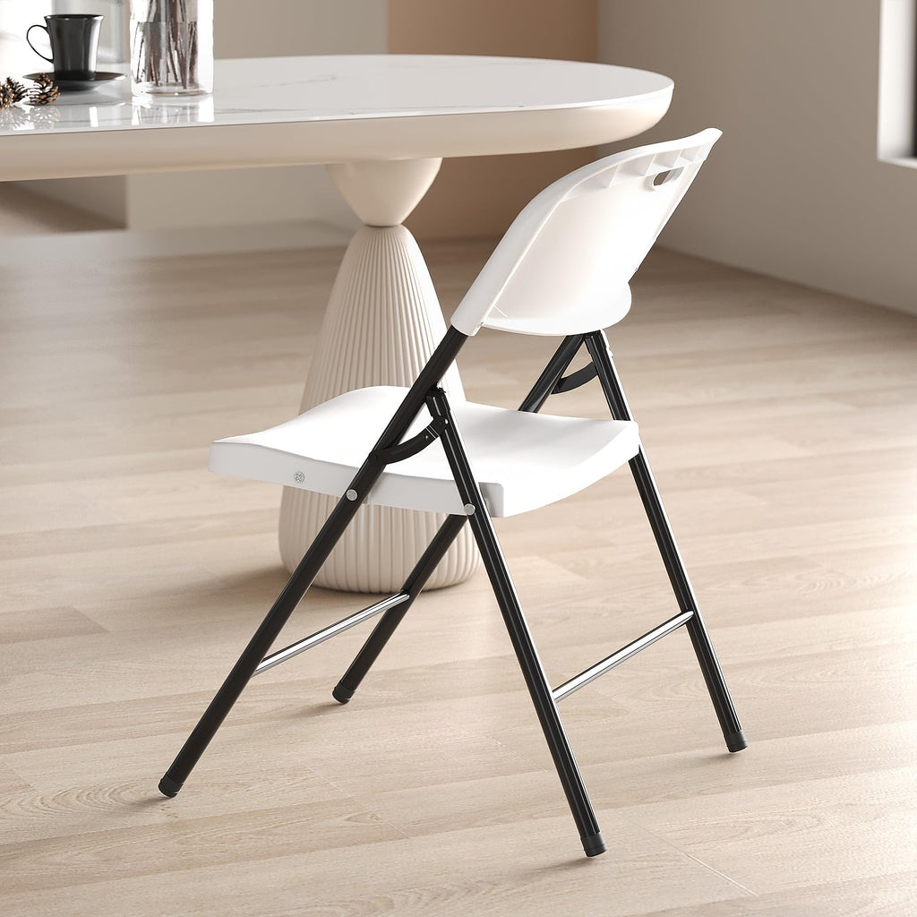 Heavy Duty Plastic Folding Chair with Steel Frame, White, 16 Pack V1867