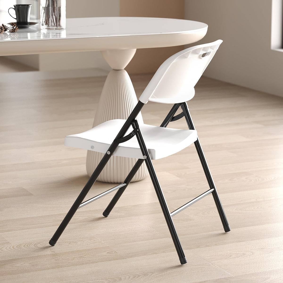 Heavy Duty Plastic Folding Chair with Steel Frame, White, 16 Pack V1867