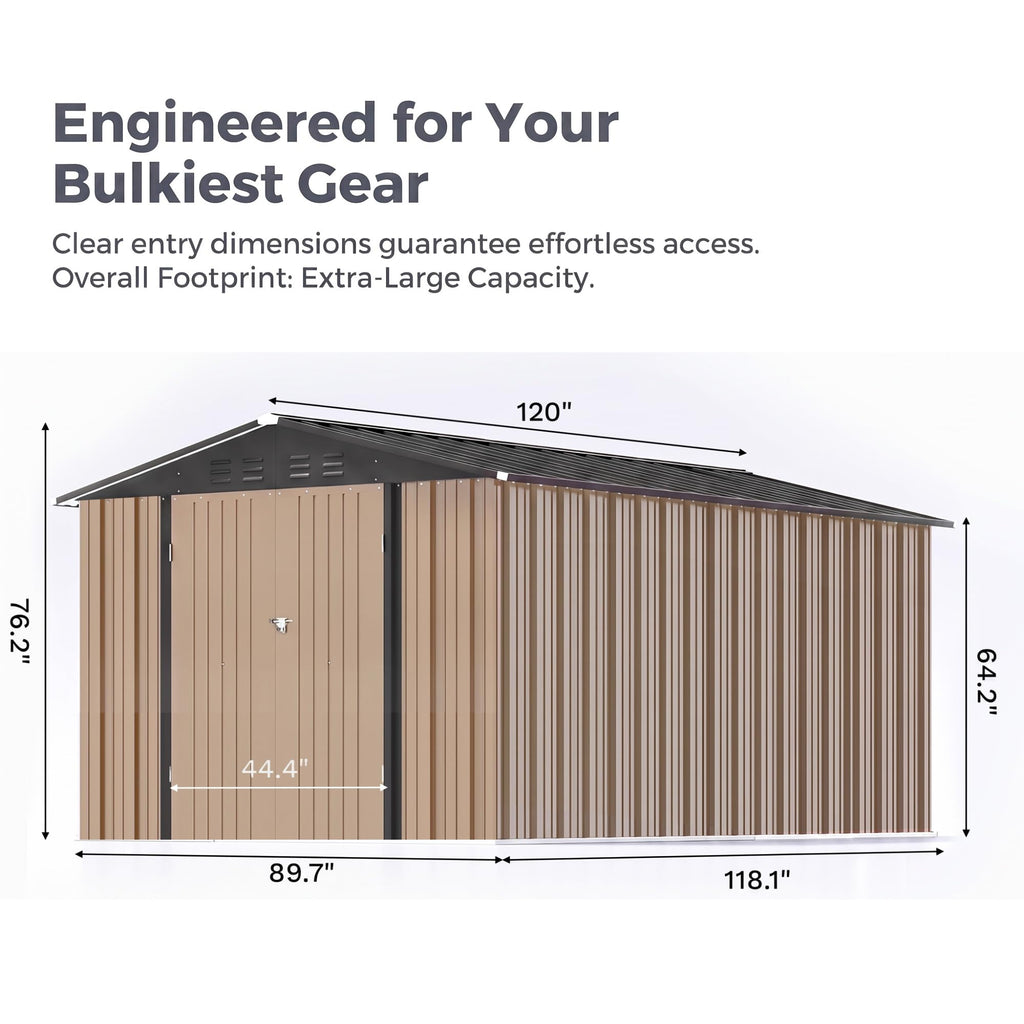8x10 FT Metal Outdoor Storage Shed with Lockable Door I42782