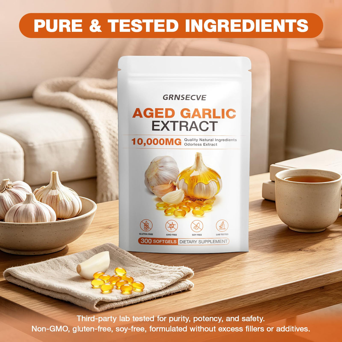 Odorless Garlic Capsules 10,000mg 300 Softgels P31198
