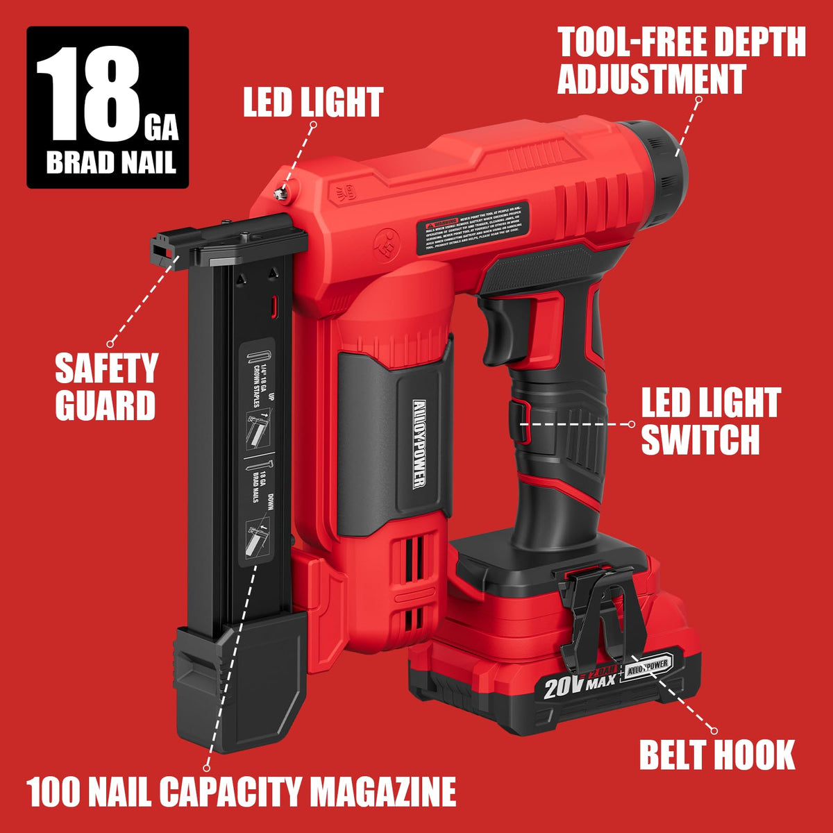 2 in 1 Cordless Brad Nailer/Electric Stapler with Battery and Charger Z8969