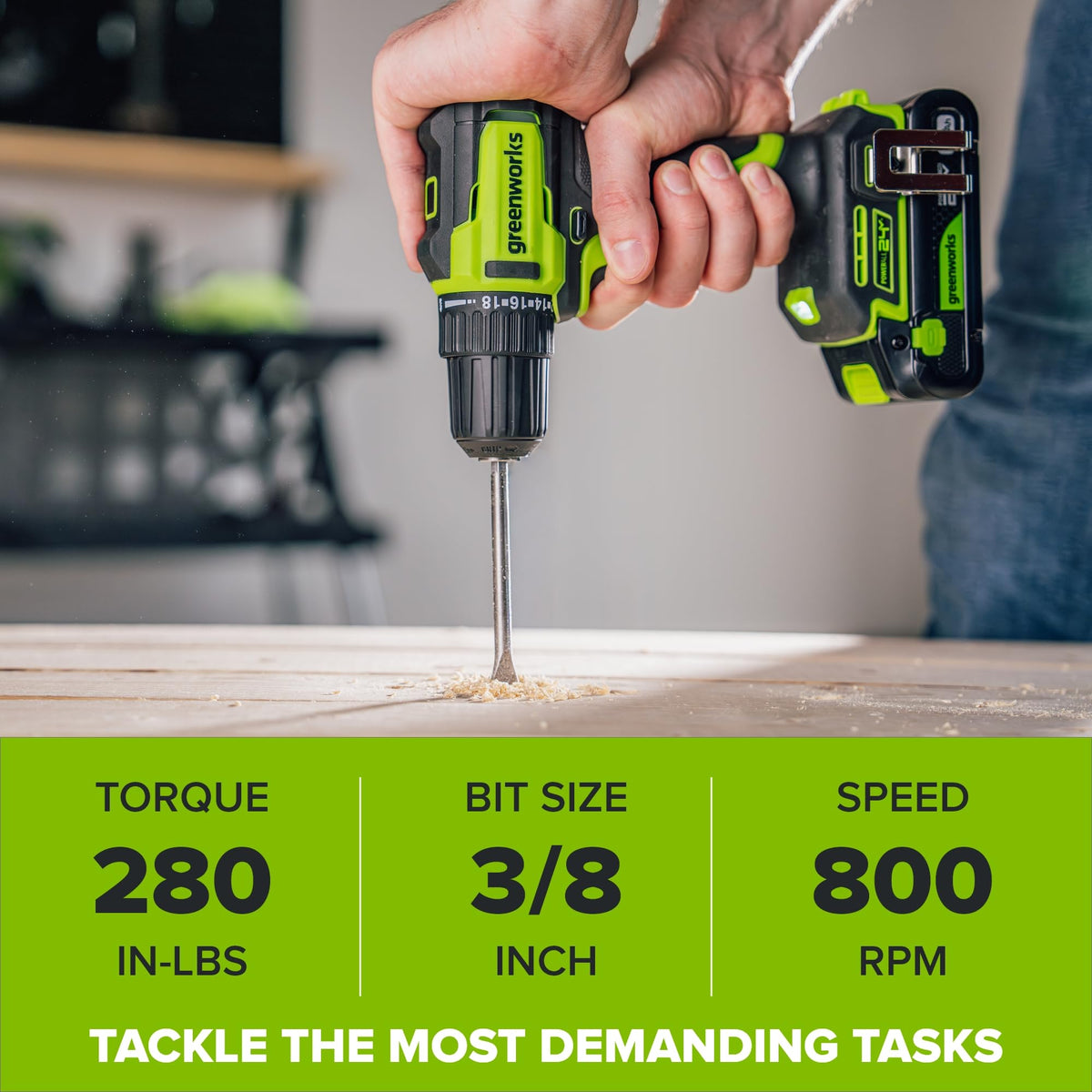 24V Cordless Brushless 3/8" Drill/Driver with 2.0Ah Battery and 10PC Titanium Drill Bit Set S846175
