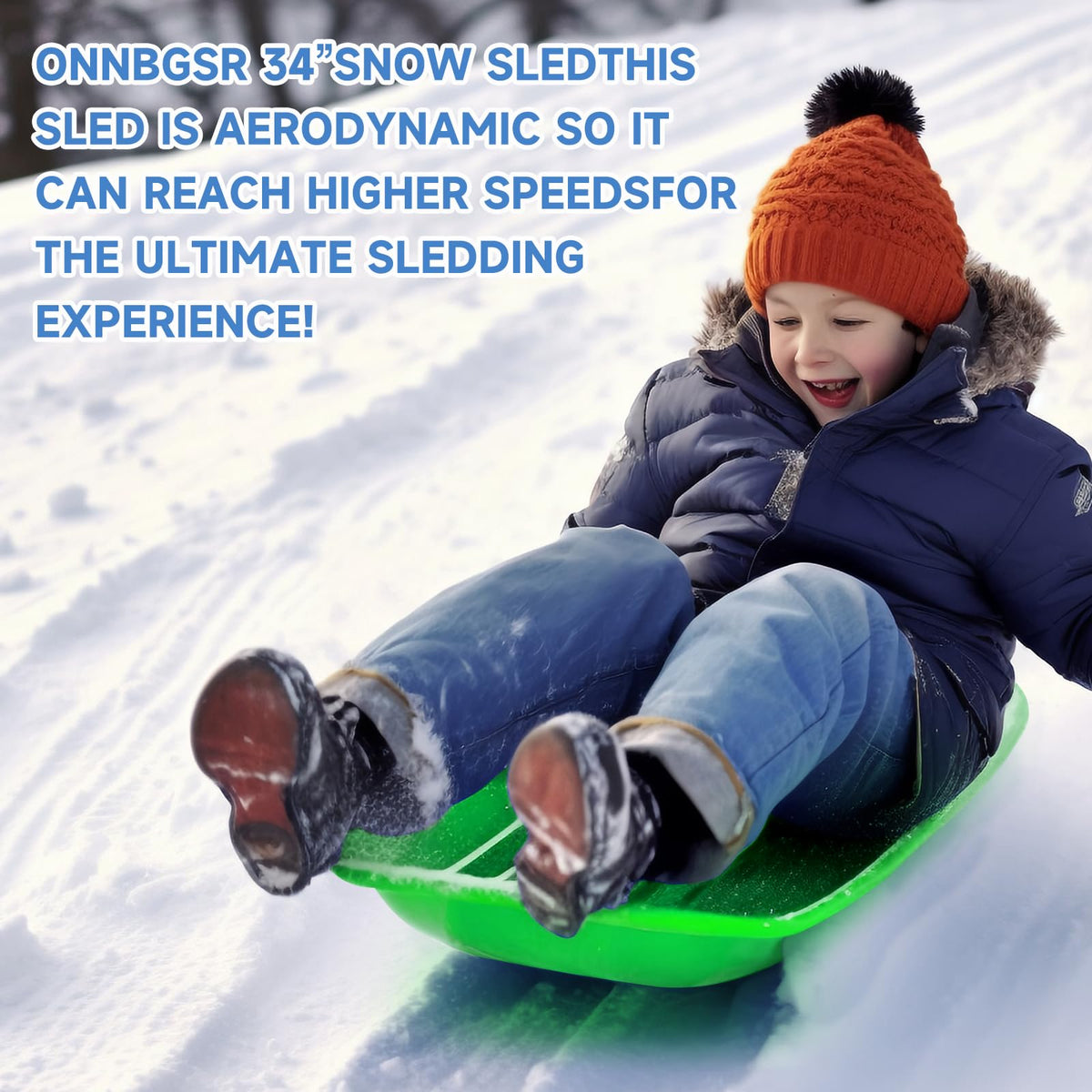 35 inch Plastic Snow Sled with Leash G650