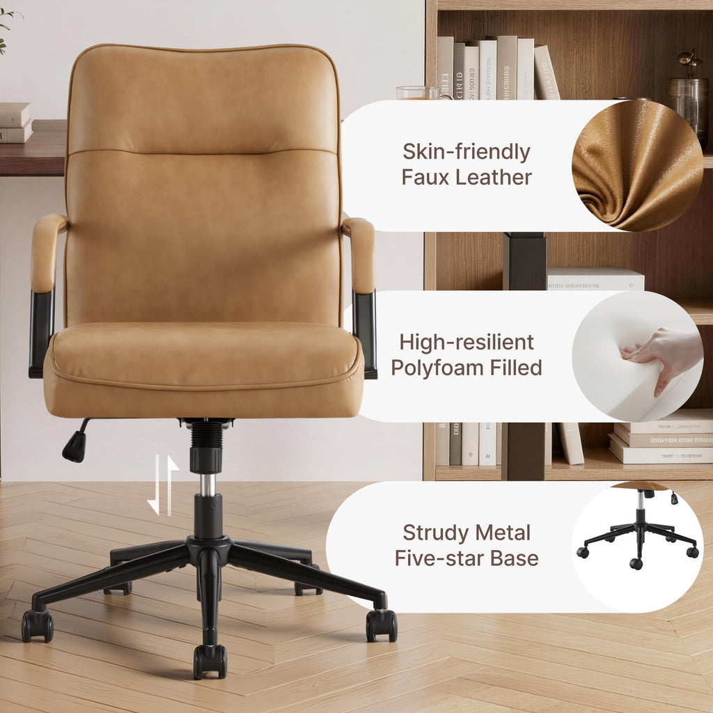 Ergonomic Faux Leather Office Chair with Lumbar Support A1787