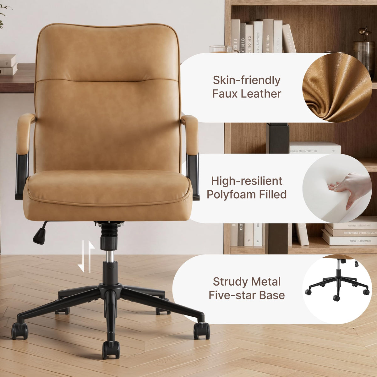 Ergonomic Faux Leather Office Chair with Lumbar Support A1787
