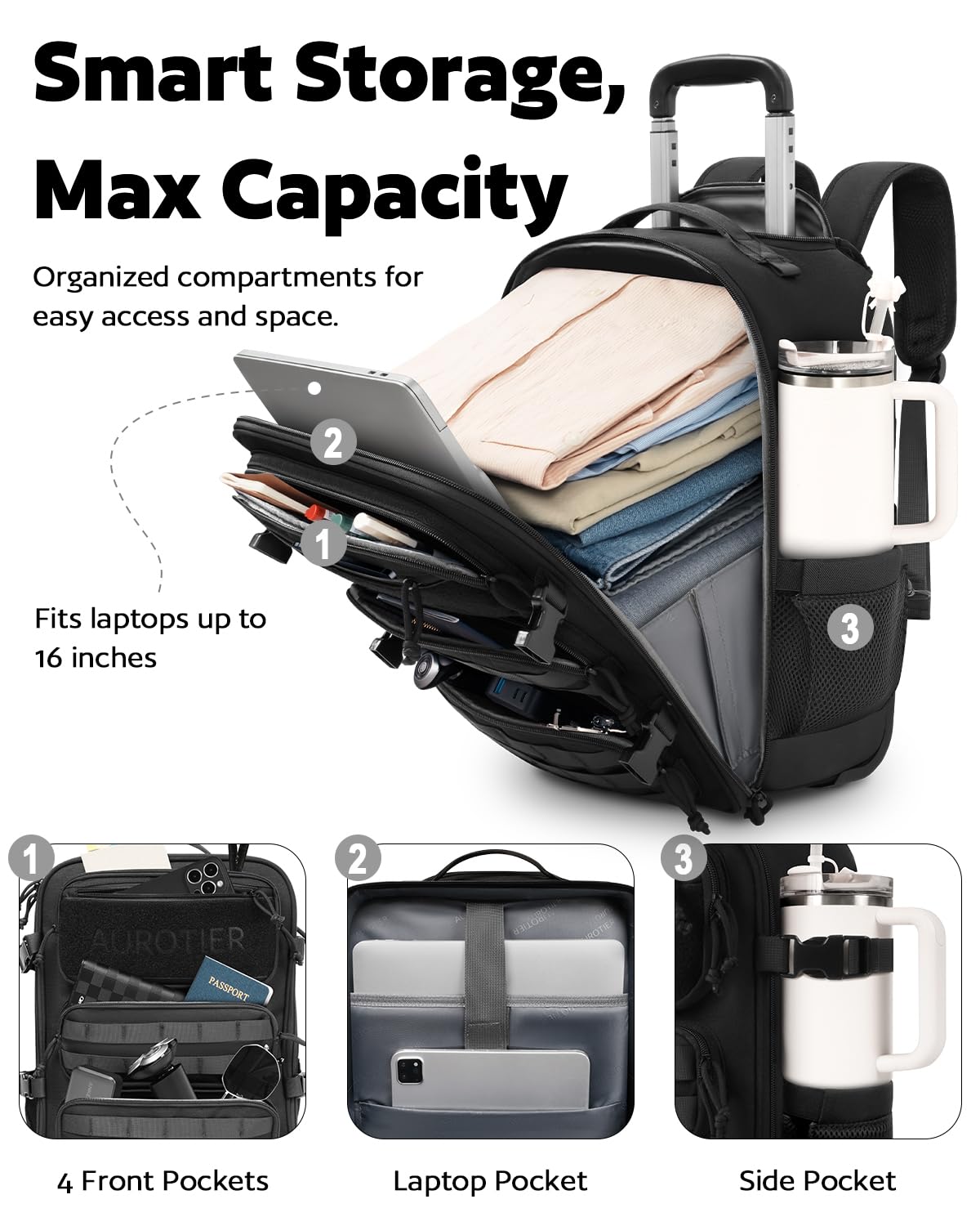 Rolling Wheeled Laptop Backpack N20198