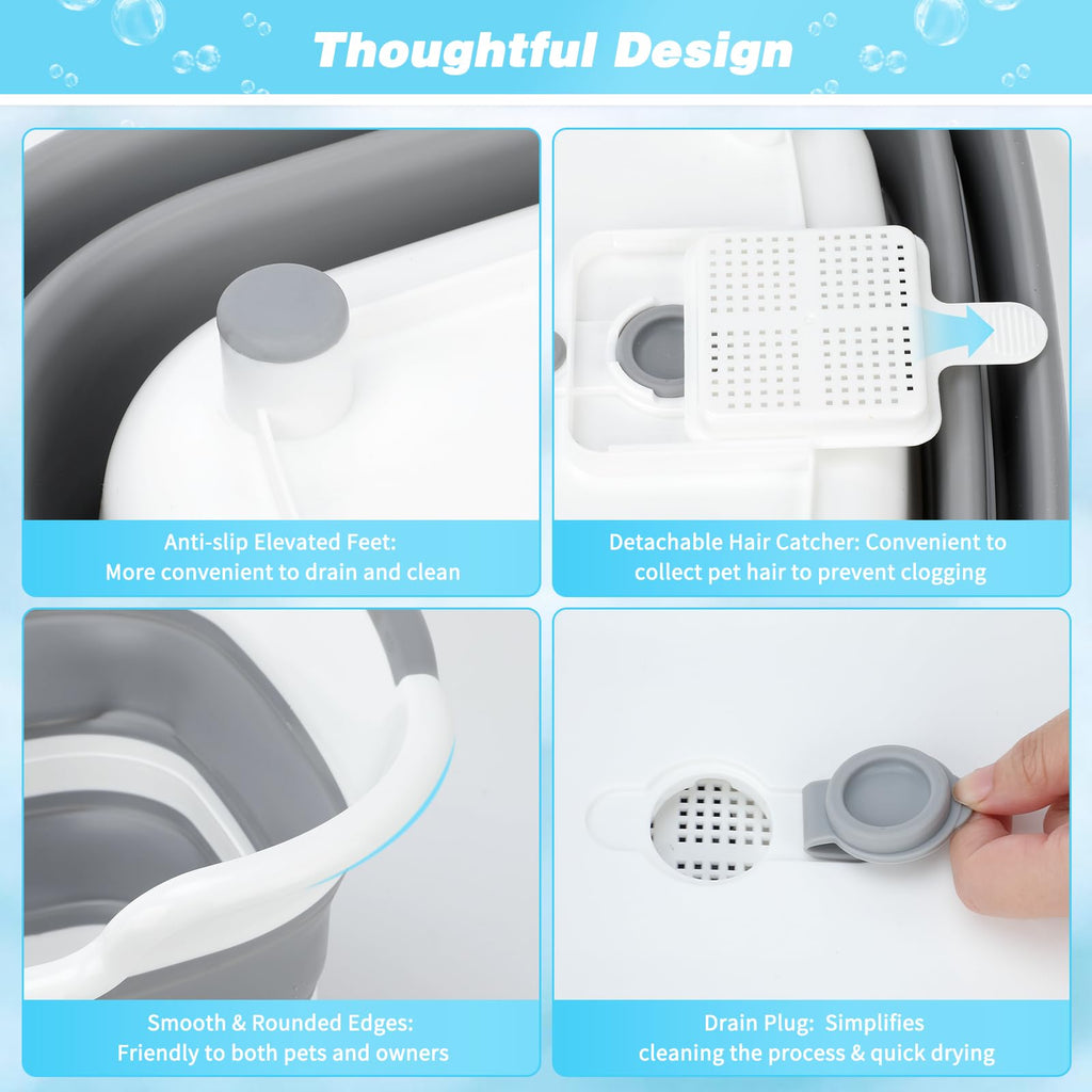 27L Raised Collapsible Dog Bathtub with Drain A95328