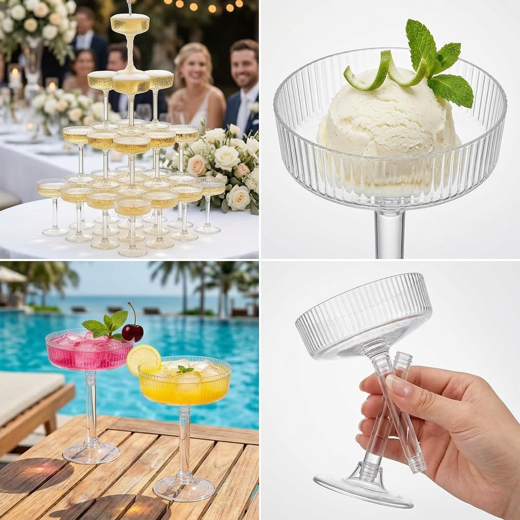 24 Pack 6oz Plastic Martini Glasses N3439