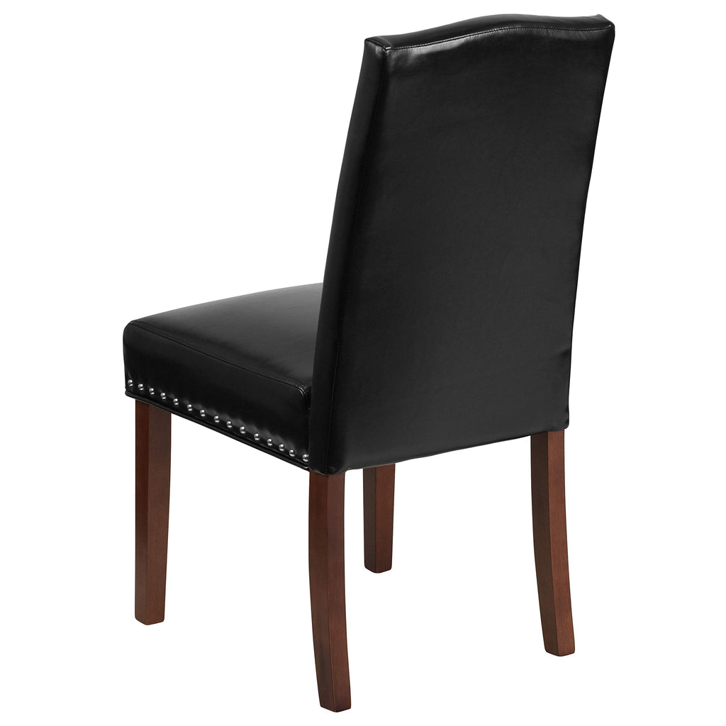 Black LeatherSoft Parsons Chair with Nail Trim B70457