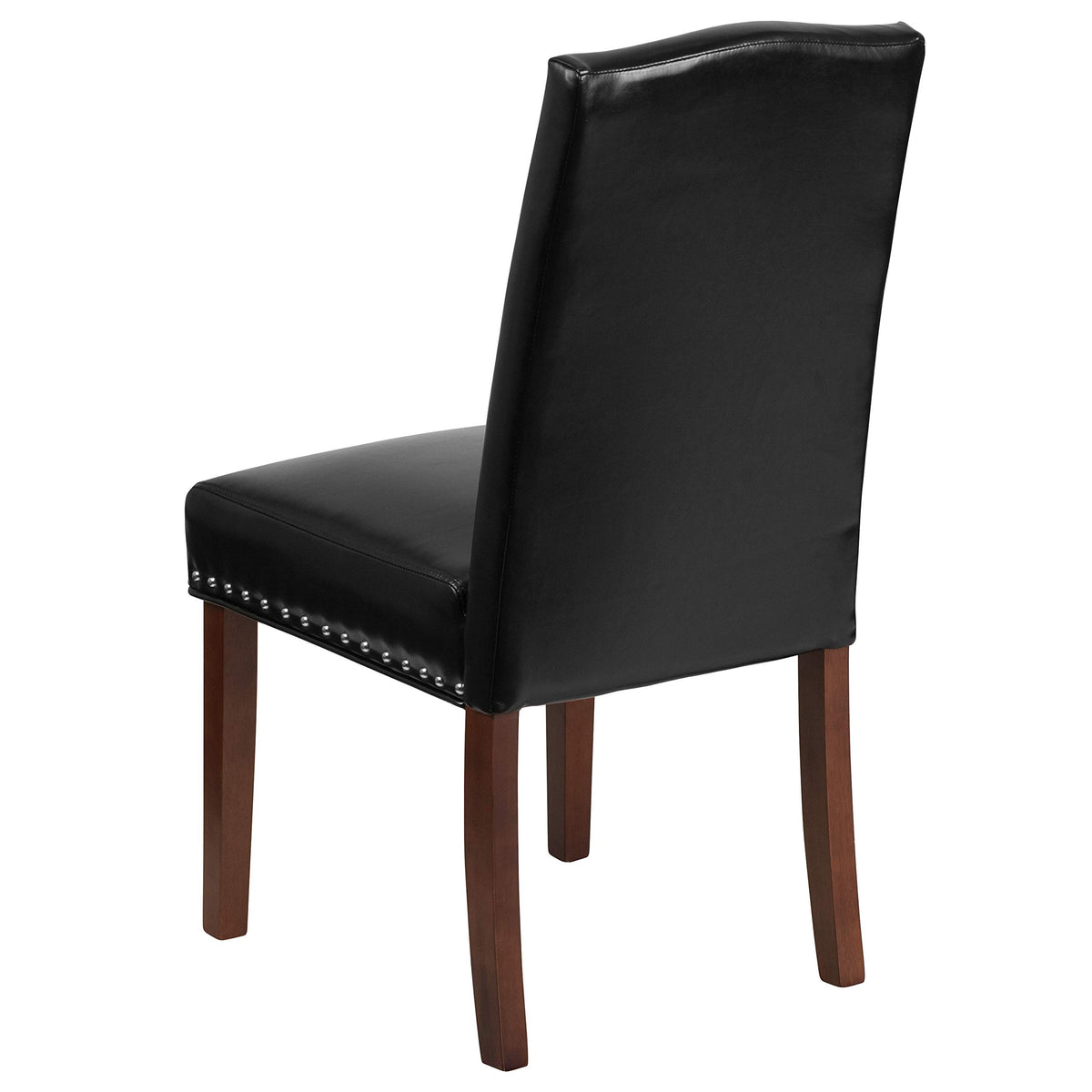 Black LeatherSoft Parsons Chair with Nail Trim B70457
