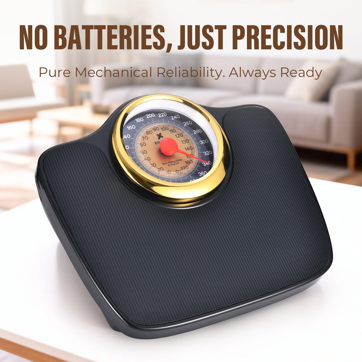 Mechanical Bathroom Scale, Large Dial, 400lbs J291