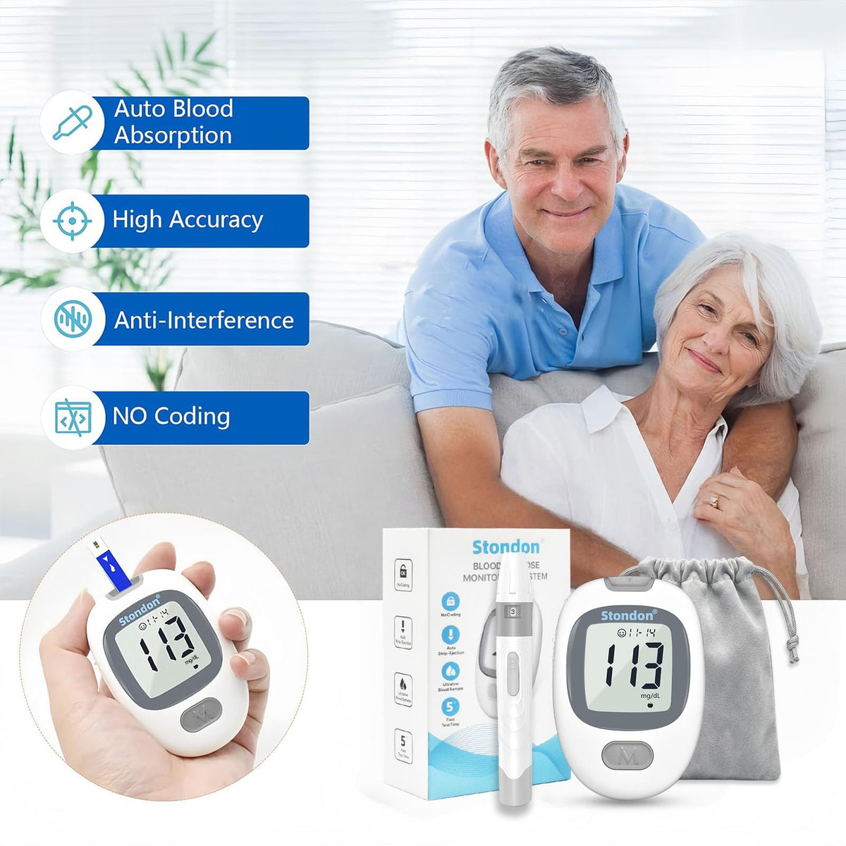 Blood Glucose Monitor Kit, 50 Strips & Lancets A7920