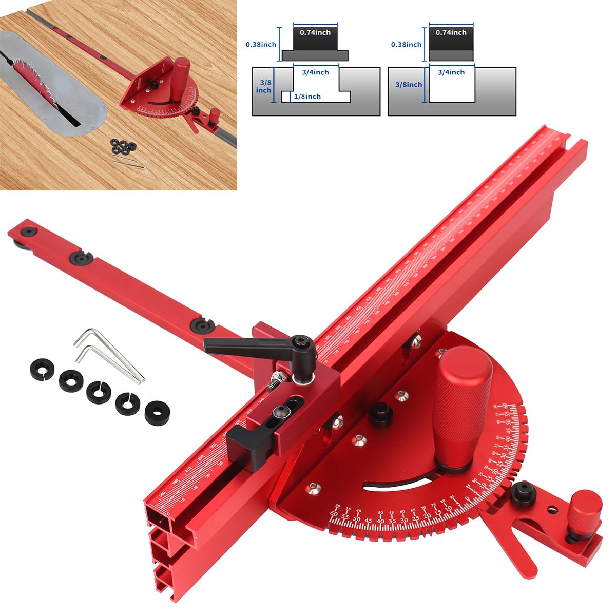 Table Saw Precision Miter System with Miter Fence & Bar Q133