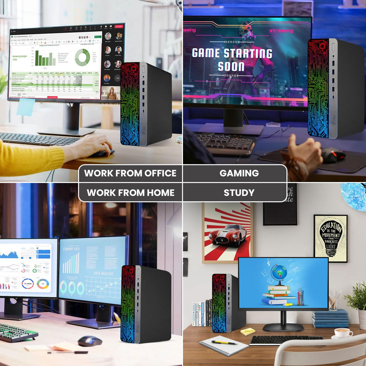 Intel Core i5 16GB DDR4 1TB SSD GT 1030 Gaming Desktop PC with 24 Inch Monitor G5090