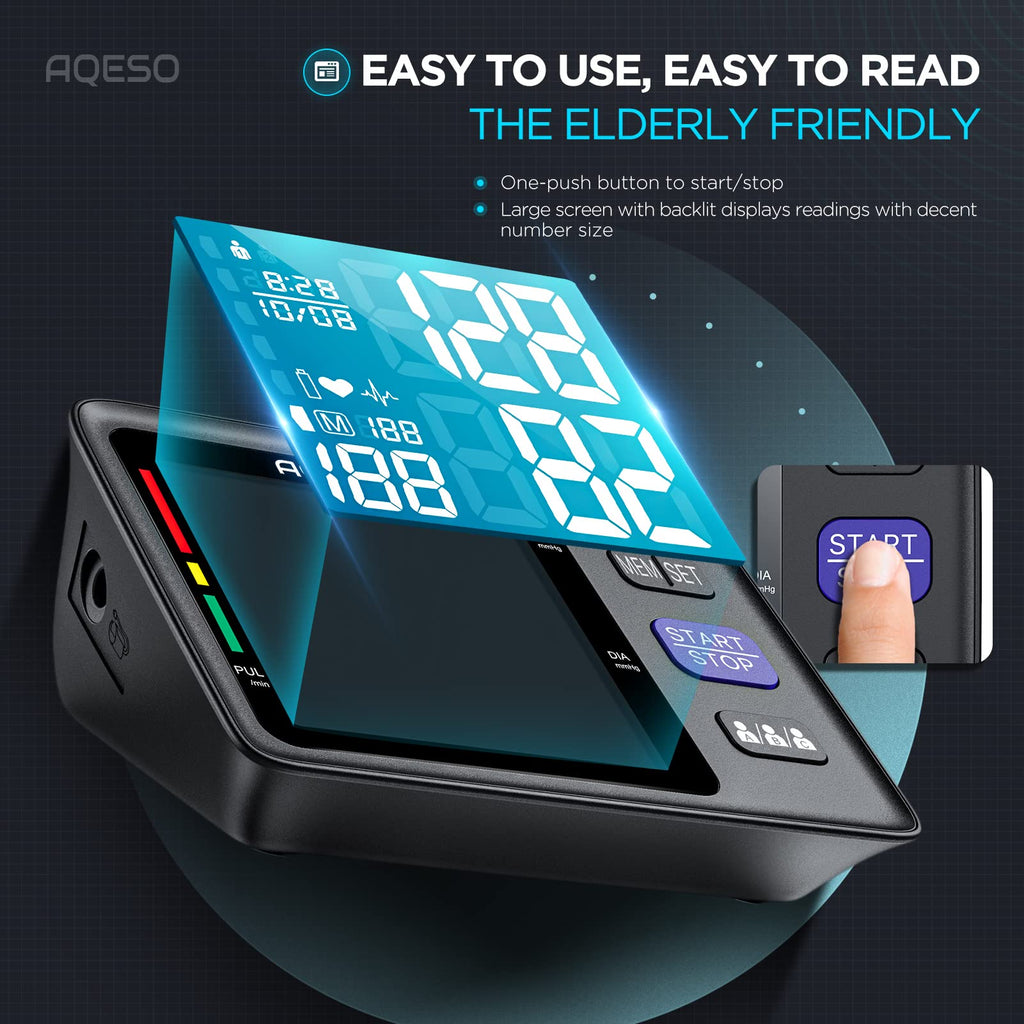Blood Pressure Machine Upper Arm, 3 Size Cuffs, Automatic Digital BP Monitor, Large Backlit LCD N694