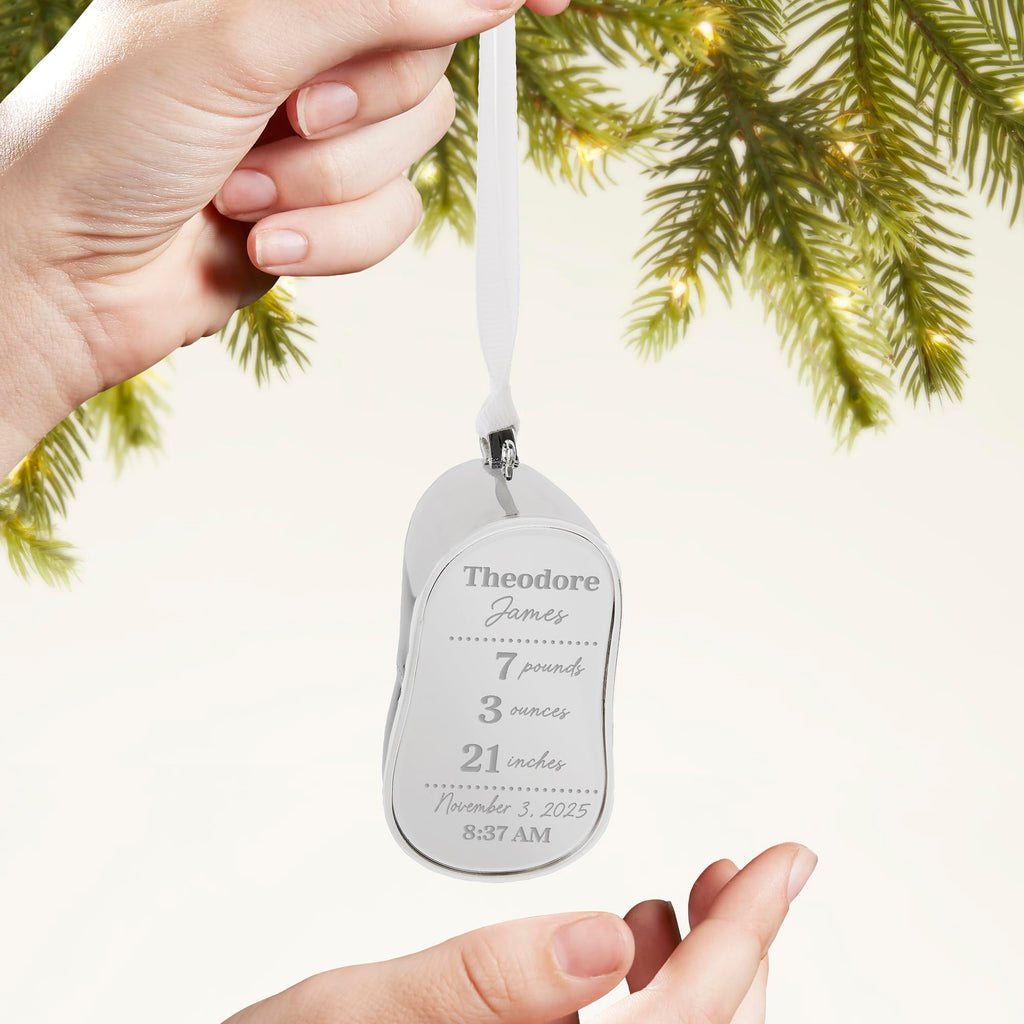 Silver Baby Bootie Metal Christmas Ornament T66618