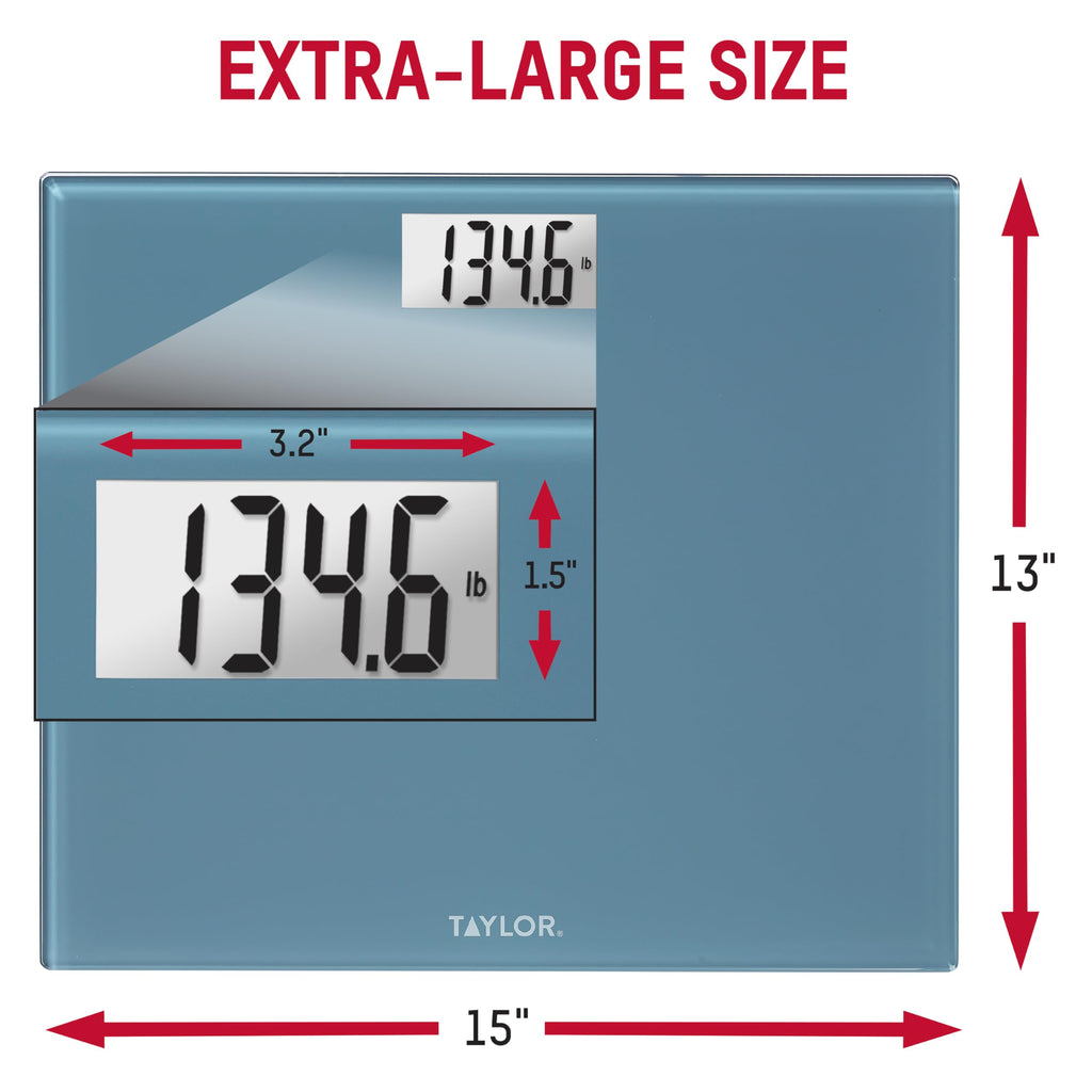 Digital Scale, Extra-Wide 13x15 Glass Platform, Slate Blue L672542
