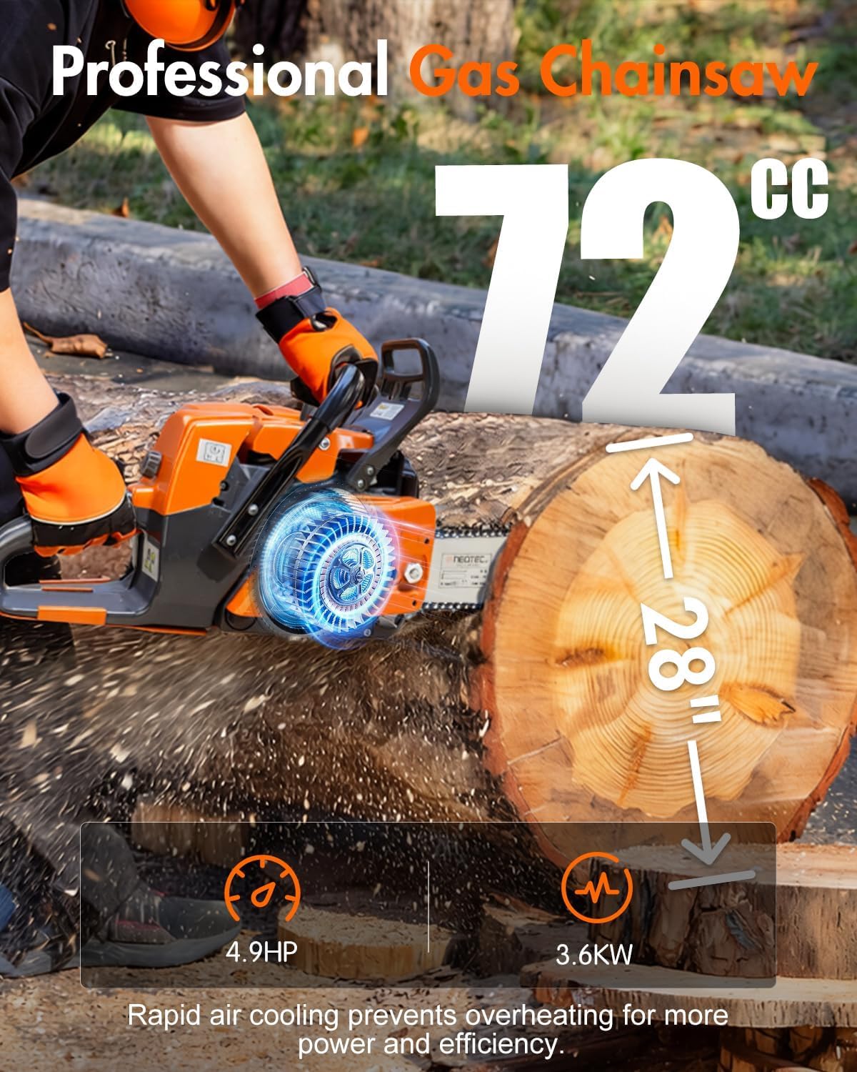 72cc Gas Powered Chainsaw with 24 inch Bar Chain C63154