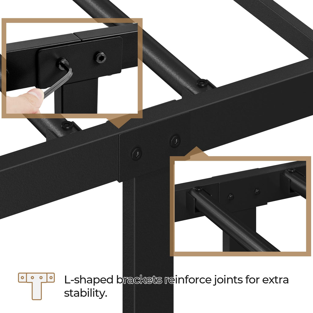 Black Metal Bed Frame with Spindle Headboard W317