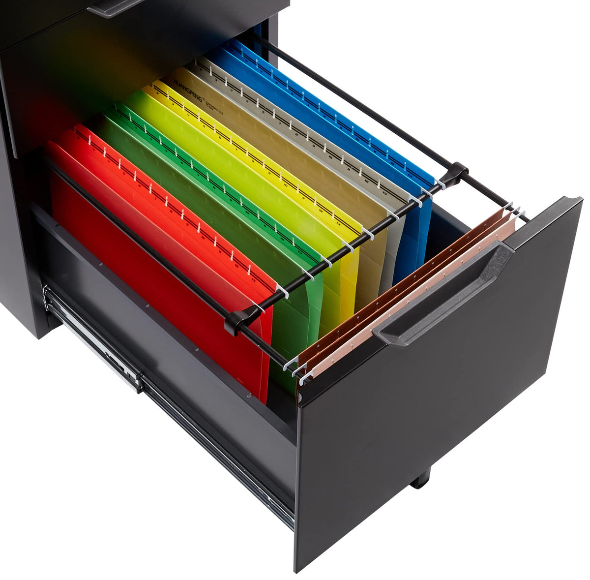 3-Drawer Black Mobile File Cabinet with Lock D387260