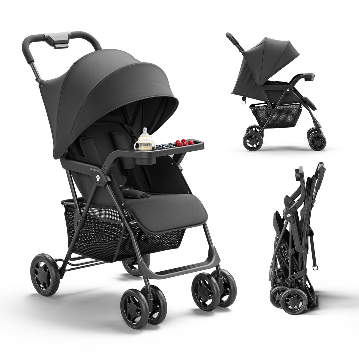 Lightweight Travel Stroller with Near-Flat Recline Seat K390