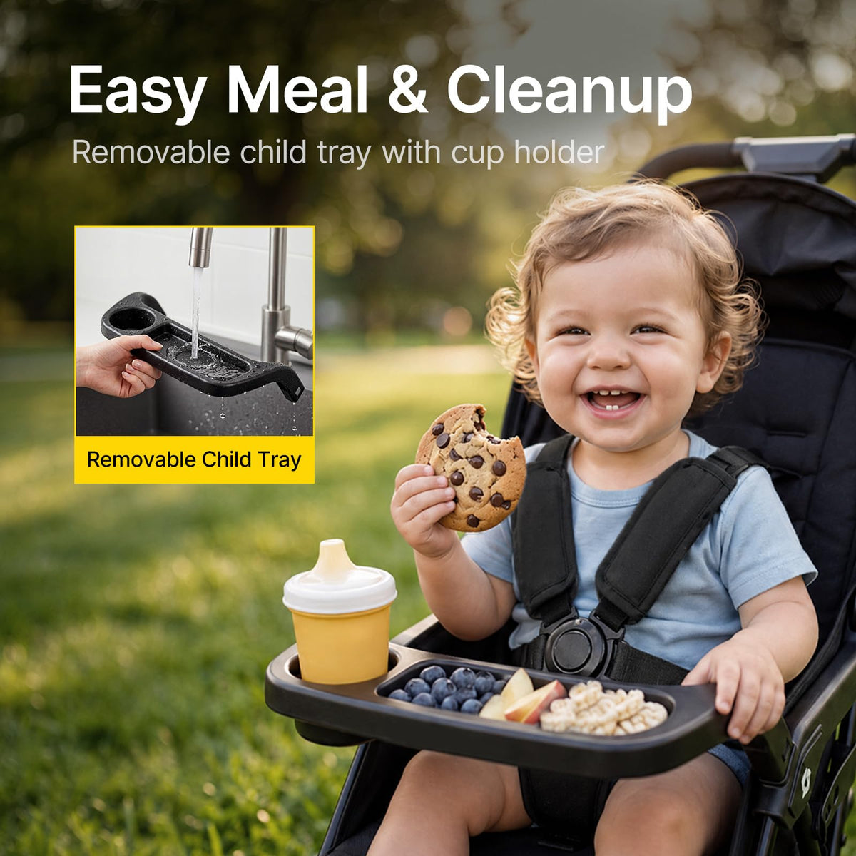 Lightweight Travel Stroller with Near-Flat Recline Seat K390