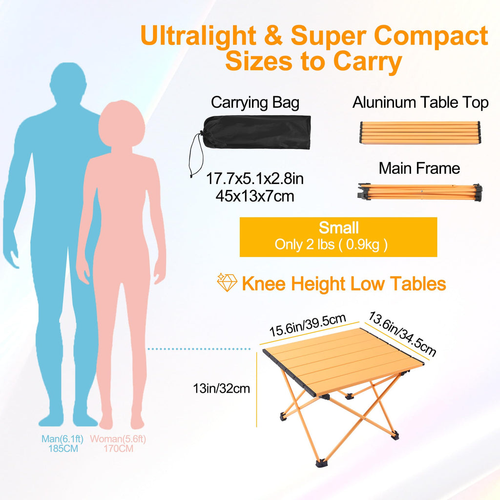Portable Folding Camping Table Aluminum Top V2669