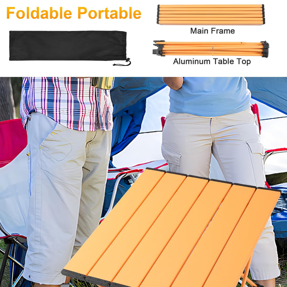 Portable Folding Camping Table Aluminum Top V2669