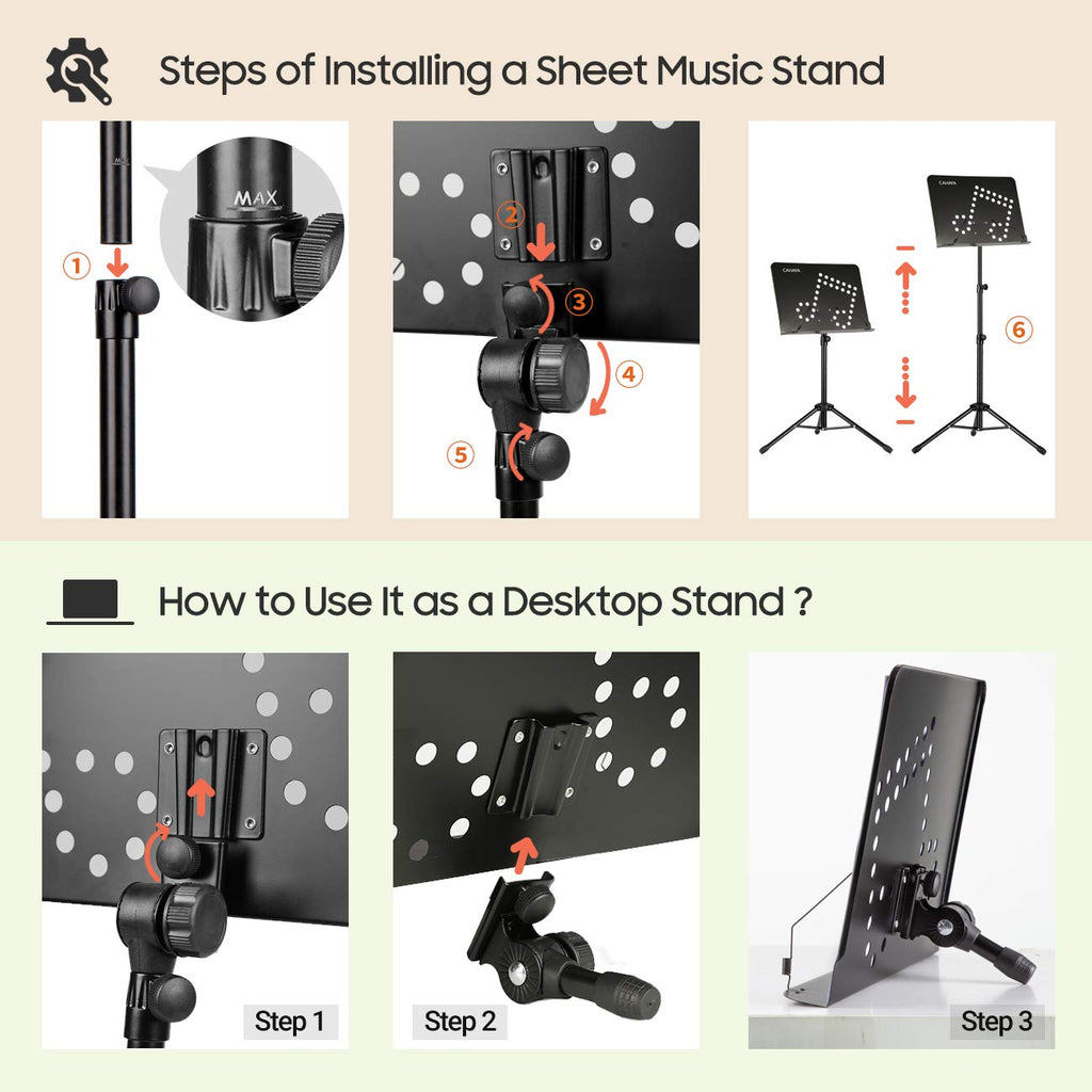 Adjustable Metal Sheet Music Stand with Carry Bag T428953