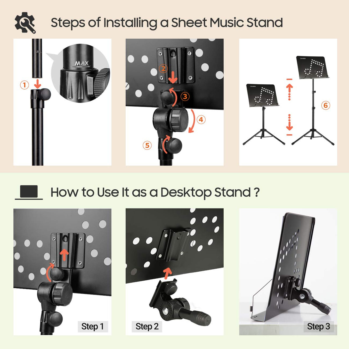Adjustable Metal Sheet Music Stand with Carry Bag T428953