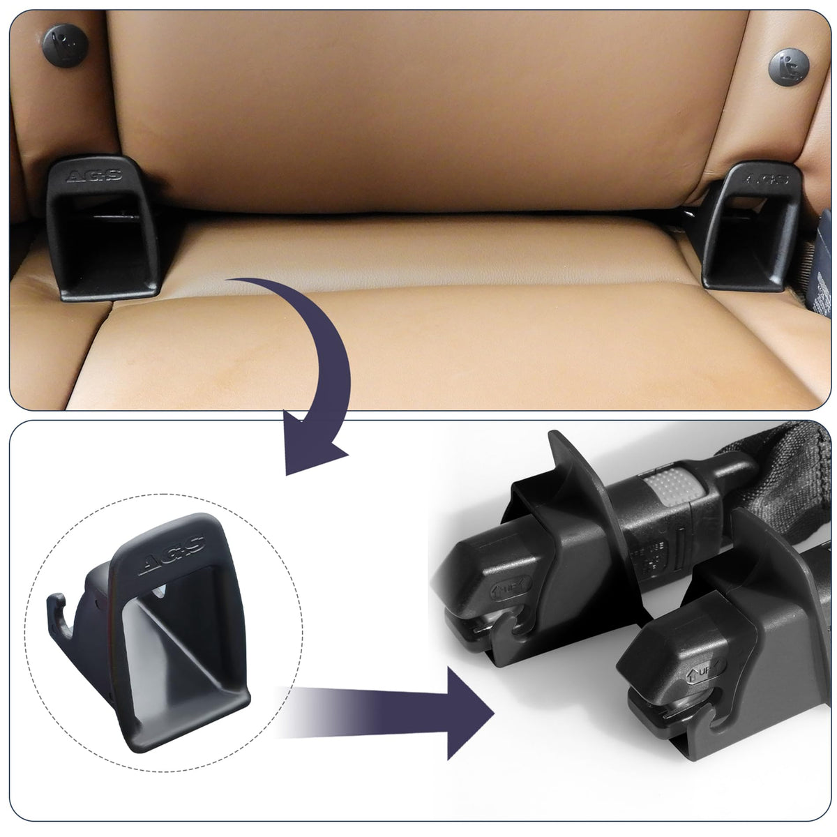 4Pcs Black Car Seat Latch Guides C15460