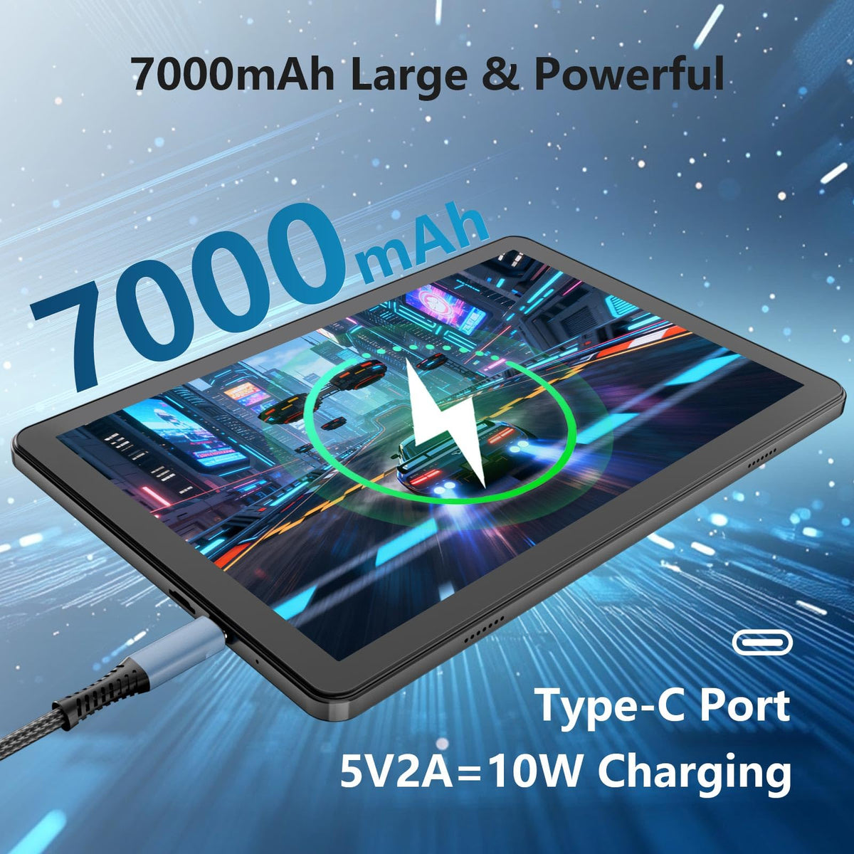 Android Tablet 10 inch, 26GB RAM 128GB ROM 7000 mAh Black S185