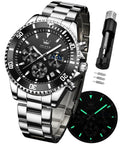 Stainless Steel Analog Quartz Chronograph Waterproof Luminous Watch S103