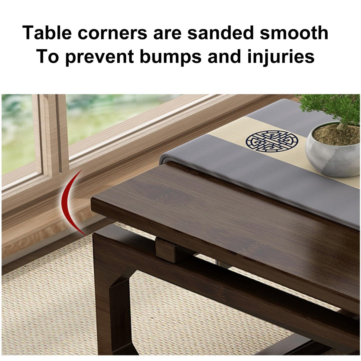 Japanese Floor Table Solid Wood 100x55x30cm R909