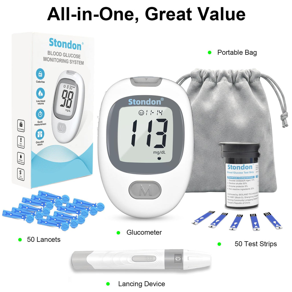 Blood Glucose Monitor Kit, 50 Strips & Lancets A7920