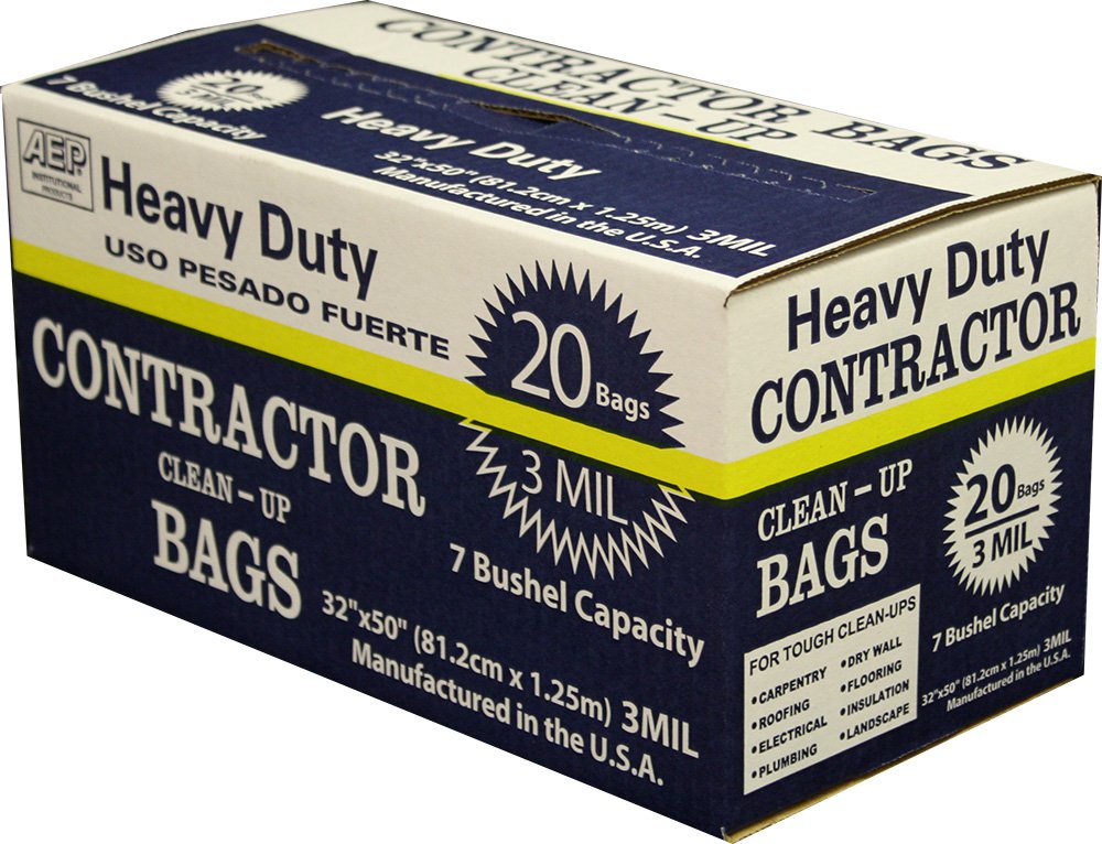 Heavy Duty Contractor Bags, 32" x 50", 3 ml (Pack of 20) E49085