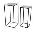 Black Metal End Table with Brown Wood Tops, Set of 2 W651819