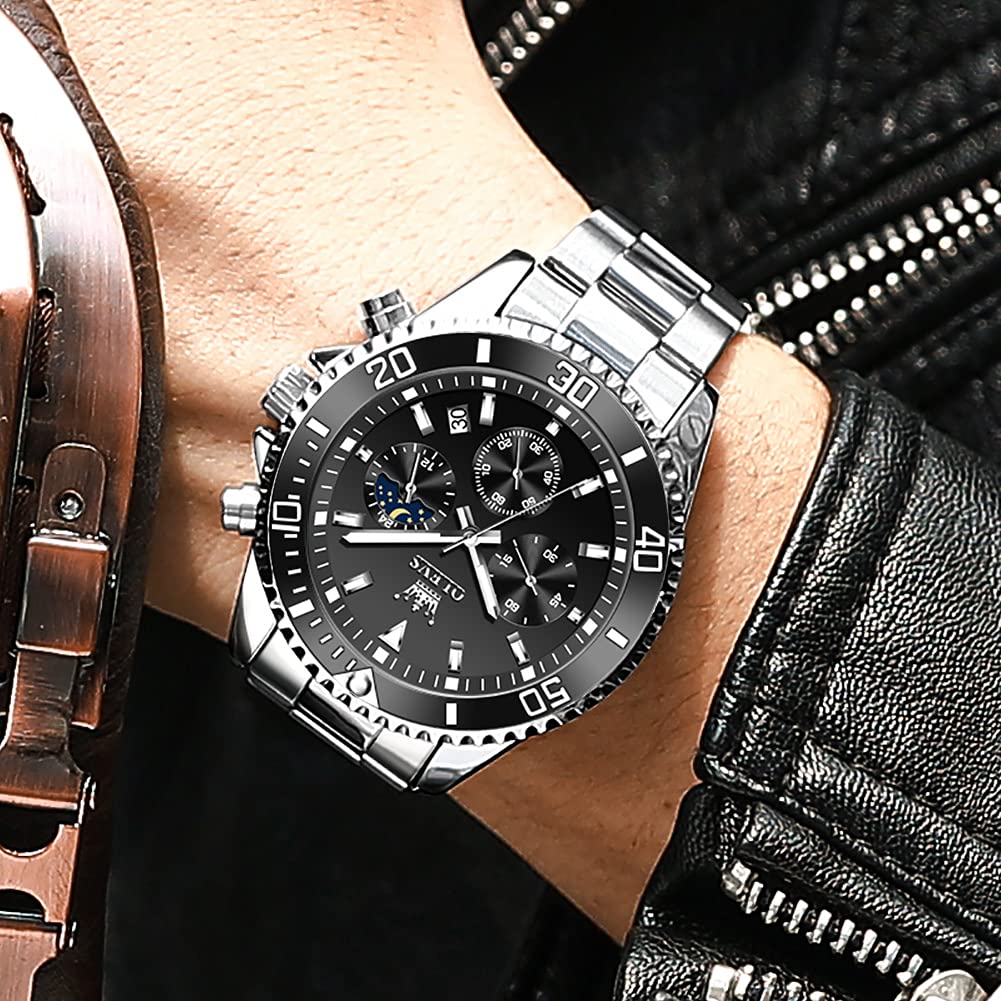 Stainless Steel Analog Quartz Chronograph Waterproof Luminous Watch S103