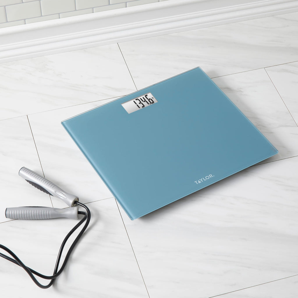 Digital Scale, Extra-Wide 13x15 Glass Platform, Slate Blue L672542