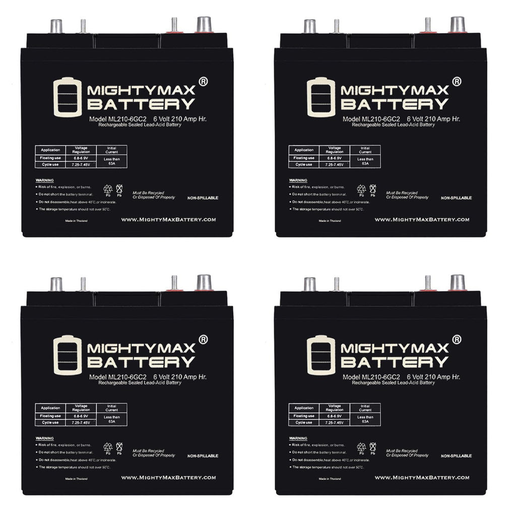 6V 210AH Dual Terminal SLA Replacement Battery 4 Pack B2763