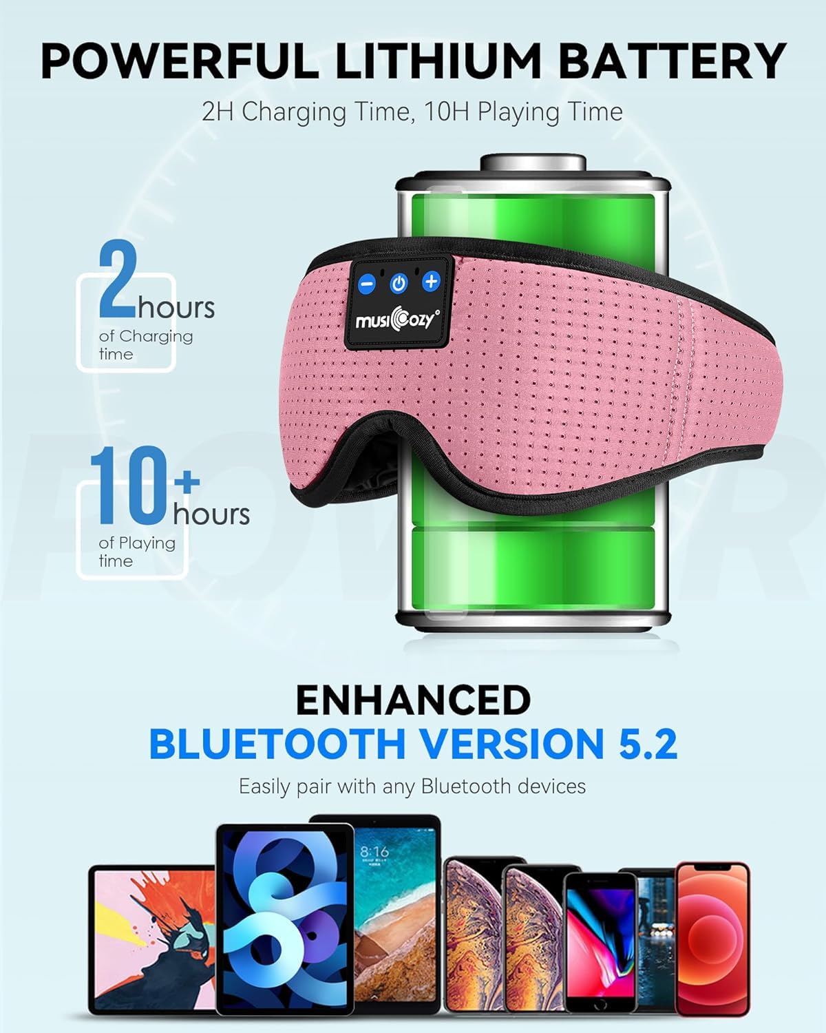Bluetooth Sleep Headphones Eye Mask Headband U673